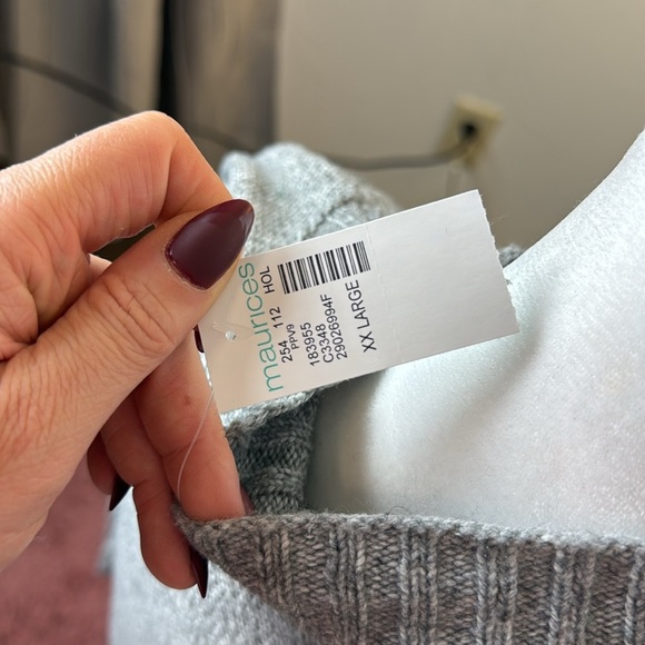 Grey Cable Knit Mock Neck Sweater - Picture 4 of 4